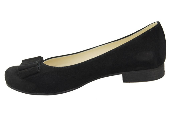 Obuwie Damskie Baleriny Czarne skóra naturalna Zamszowa 126 ElitaBut