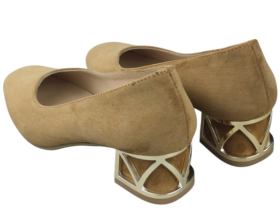 Comfortable Women's Shoes Pumps with Decorative Heel Natural Suede Leather 219 From ElitaBut