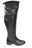 Obuwie Kozaki Damskie Oficerki Muszkieterki cholewka za kolano  Skóra Naturalna  Czarne 104 ElitaBut