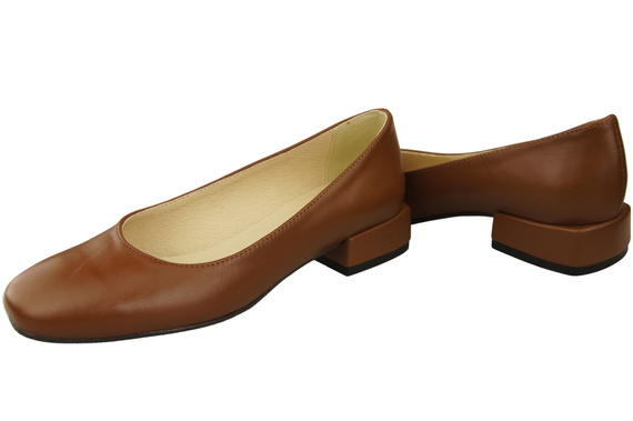 Wygodne Obuwie Damskie Czółenka Brązowe Płaskie Skóra naturalna 204 ElitaBut