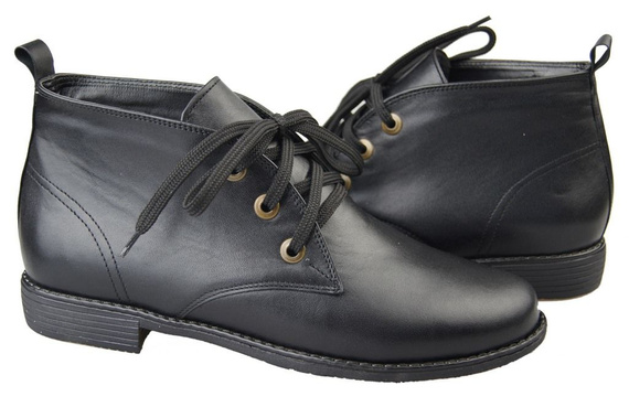 Obuwie Damskie Botki Ocieplane skóra naturalna Czarne 979 Z Elitabut