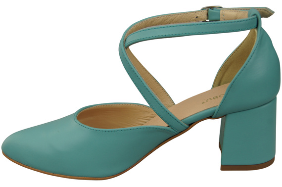 Elegant Leather Sandals with Open Sides on a Stable Heel 218 ElitaBut