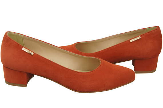 Wygodne Obuwie Damskie Ceglasty z Naturalnej Skóry Zamszowej 220 Z ElitaBut