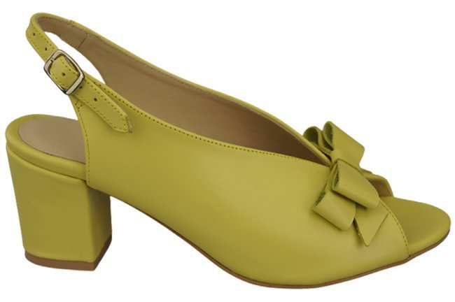 Obuwie Damskie Sandały Cytrynowe skóra naturalna Licowa 148 L ElitaBut