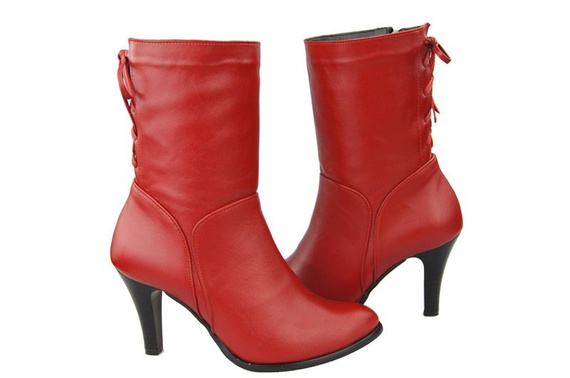 Obuwie Damskie Botki Wiosna / Jesień skóra naturalna Czerwone 978 L ElitaBut