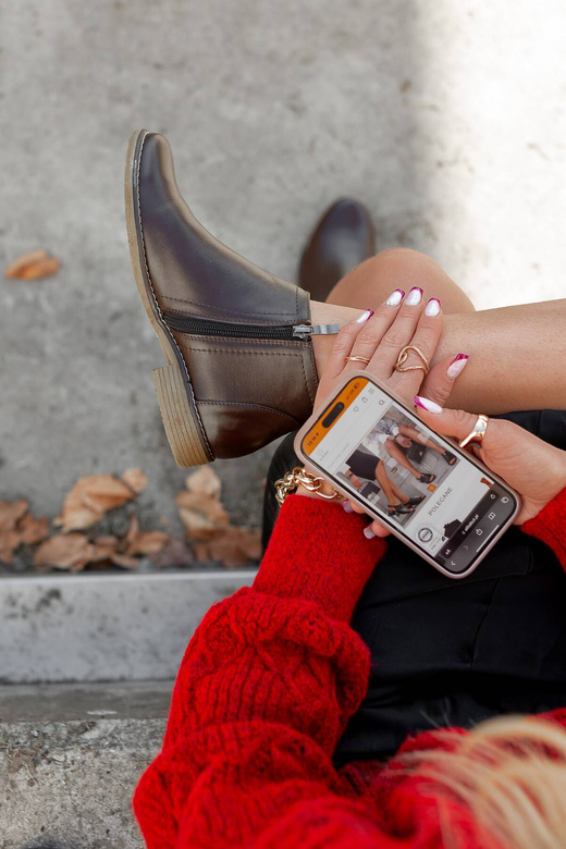 Wiosna Obuwie Damskie Botki skóra naturalna Czarne 872 ElitaBut