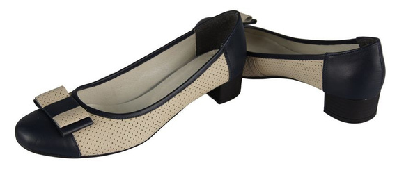 Obuwie Damskie Czółenka skóra naturalna Grantowe Beżowe 732 ElitaBut