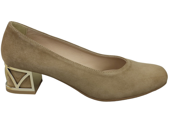 Comfortable Women's Shoes Pumps with Decorative Heel Natural Suede Leather 219 From ElitaBut