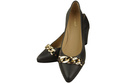 Classic Women's  Pumps Shoes made of Natural Leather with a Gold Decorative Chain 200 ElitaBut