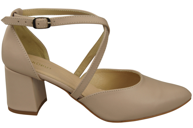 Elegant Leather Sandals with Open Sides on a Stable Heel 218 ElitaBut