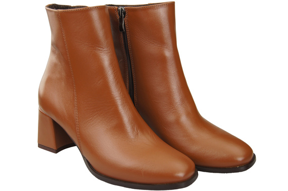 Obuwie Botki Damskie Brązowe na Zimę skóra naturalna 214 Z ElitaBut