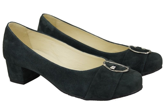 Obuwie Damskie Czółenka Grafit Skóra Naturalna Zamszowa 135 ElitaBut