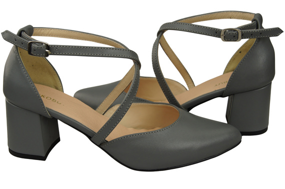 Elegant Leather Sandals with Open Sides on a Stable Heel 218 ElitaBut