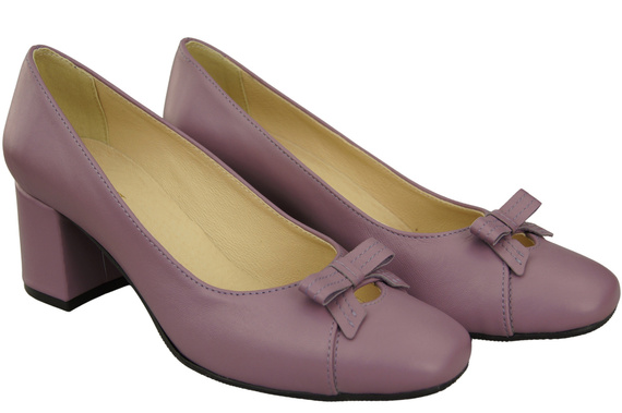 Women's Pumps with a Bow, Natural Leather and Low Heel 203 ElitaBut