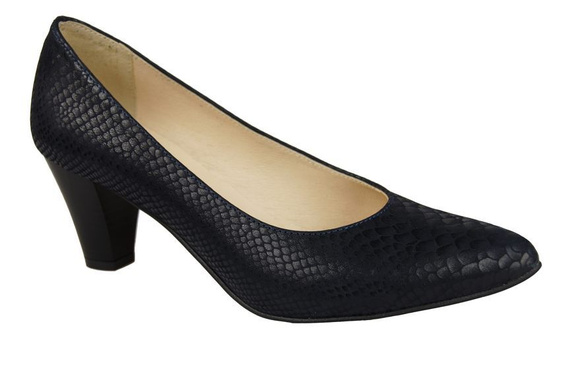 Obuwie Damskie Czółenka skóra naturalna motyw łuski Granatowe 927 ElitaBut