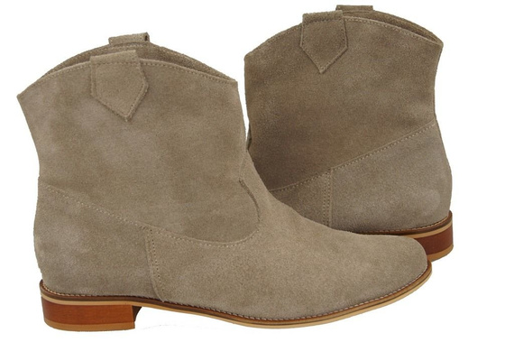 Obuwie Botki Damskie Wiosna / Jesień skóra naturalna welurowa Beżowe 132 L ElitaBut