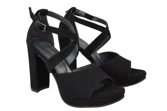 Obuwie Damskie Sandały Czarne skóra naturalna Zamszowa 114 ElitaBut