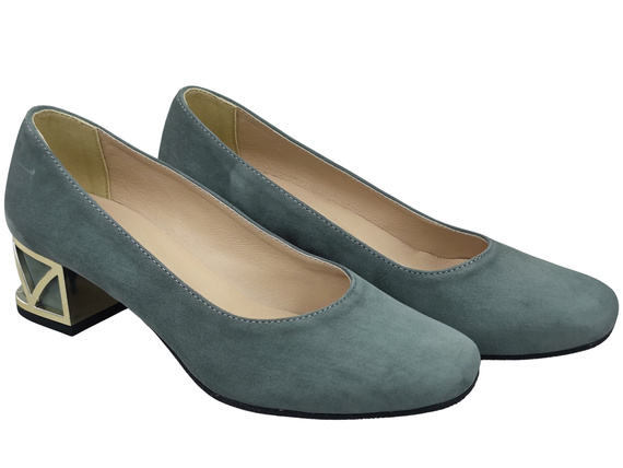 Comfortable Women's Shoes Pumps with Decorative Heel Natural Suede Leather 219 From ElitaBut