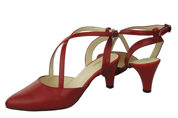 Obuwie Damskie Sandały Czerwone Skóra Naturalna 129 ElitaBut