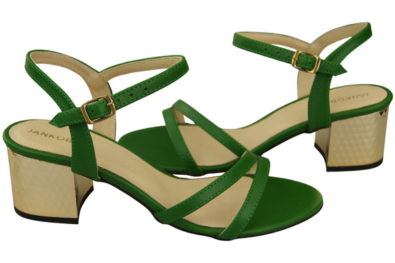 Obuwie Damskie Zielone Skóra Naturalna 197 Sandały Zmysłowo Odsłaniające Stopę ElitaBut