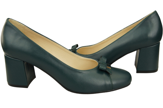 Women's Pumps with a Bow, Natural Leather and Low Heel 203 ElitaBut