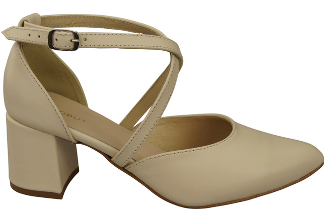 Elegant Leather Sandals with Open Sides on a Stable Heel 218 ElitaBut
