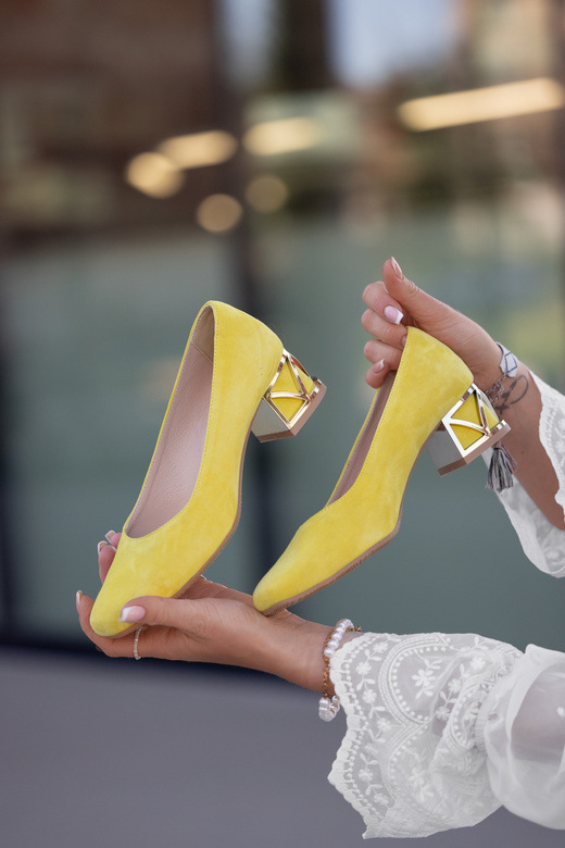 Comfortable Women's Shoes Pumps with Decorative Heel Natural Suede Leather 219 From ElitaBut