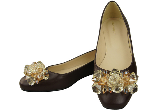 Women's Pumps with Crystals Flat Natural Leather 216 ElitaBut
