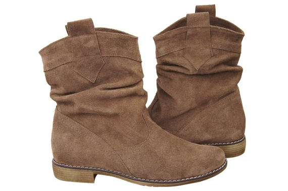 Obuwie Botki Damskie Saszki Wiosna / Jesień skóra naturalna welurowa Orzech 117 L ElitaBut