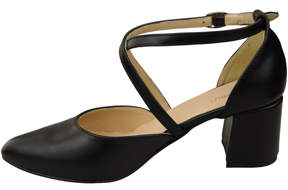 Elegant Leather Sandals with Open Sides on a Stable Heel 218 ElitaBut