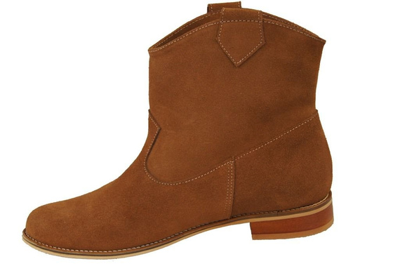 Obuwie Botki Damskie Karmelowe Wiosna / Jesień skóra naturalna welurowa 132 L ElitaBut