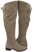 Obuwie Kozaki Damskie Beżowe Oficerki Muszkieterki Wysokie za kolano skóra naturalna Welurowa154 ElitaBut