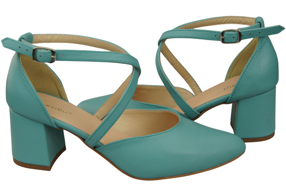 Elegant Leather Sandals with Open Sides on a Stable Heel 218 ElitaBut