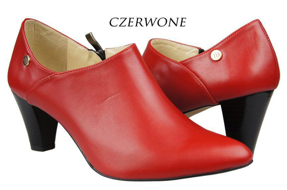 Obuwie Botki Damskie skóra naturalna Czerwone 864 ElitaBut