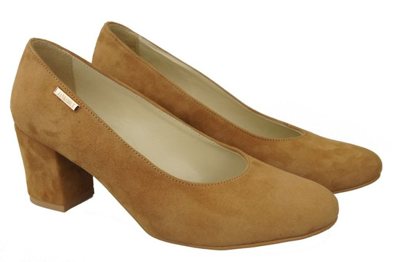 Obuwie Damskie Czółenka Rude Skóra Naturalna Zamszowa 125 ElitaBut