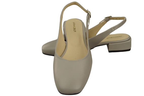 Obuwie Damskie Sandały Jasny Popiel Płaski Obcas Skóra naturalna 206 ElitaBut