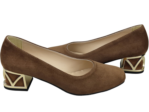 Comfortable Women's Shoes Pumps with Decorative Heel Natural Suede Leather 219 From ElitaBut