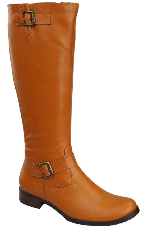 Obuwie Kozaki Damskie Oficerki skóra naturalna Rude 747 ElitaBut