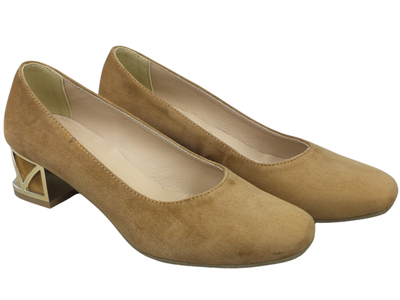 Comfortable Women's Shoes Pumps with Decorative Heel Natural Suede Leather 219 From ElitaBut