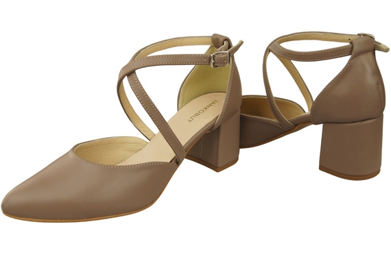 Elegant Leather Sandals with Open Sides on a Stable Heel 218 ElitaBut