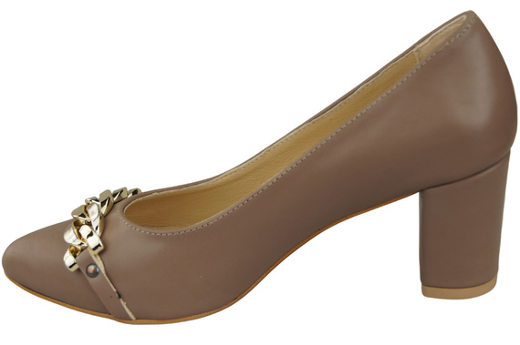 Classic Women's Pumps Shoes made of Natural Leather with a Gold Decorative Chain 200 ElitaBut