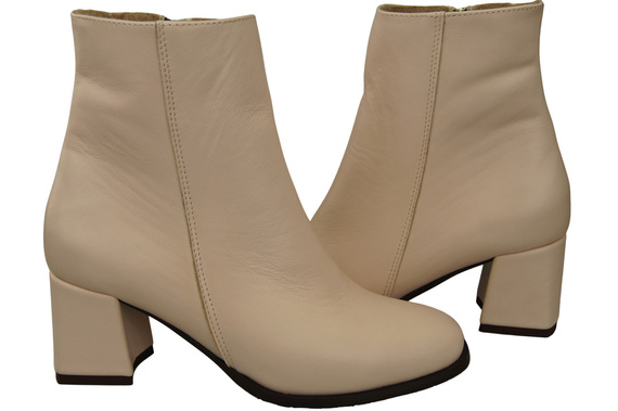 Obuwie Botki Damskie Róż Pudrowy na Zimę skóra naturalna 214 Z ElitaBut