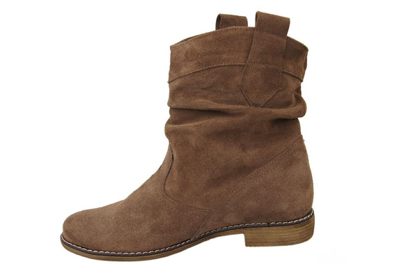 Obuwie Botki Damskie Saszki Wiosna / Jesień skóra naturalna welurowa Orzech 117 L ElitaBut