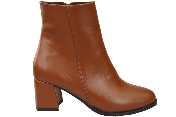 Obuwie Botki Damskie Brązowe na Zimę skóra naturalna 214 Z ElitaBut