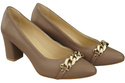Classic Women's  Pumps Shoes made of Natural Leather with a Gold Decorative Chain 200 ElitaBut