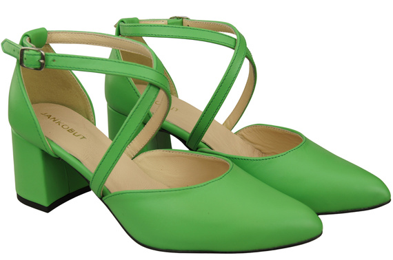 Elegant Leather Sandals with Open Sides on a Stable Heel 218 ElitaBut