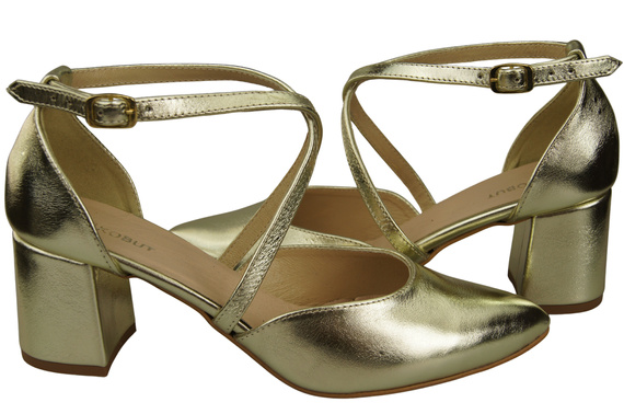 Elegant Leather Sandals with Open Sides on a Stable Heel 218 ElitaBut