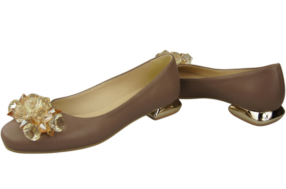 Women's Pumps with Crystals Flat Natural Leather 216 ElitaBut