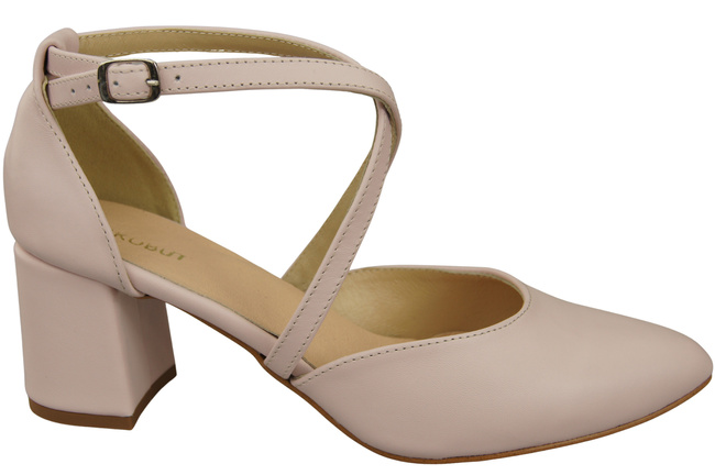 Elegant Leather Sandals with Open Sides on a Stable Heel 218 ElitaBut