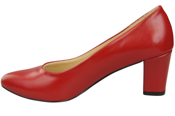 Klasyczne Gładkie Buty Czółenka Damskie Czerwone z Naturalnej Skóry 213 ElitaBut